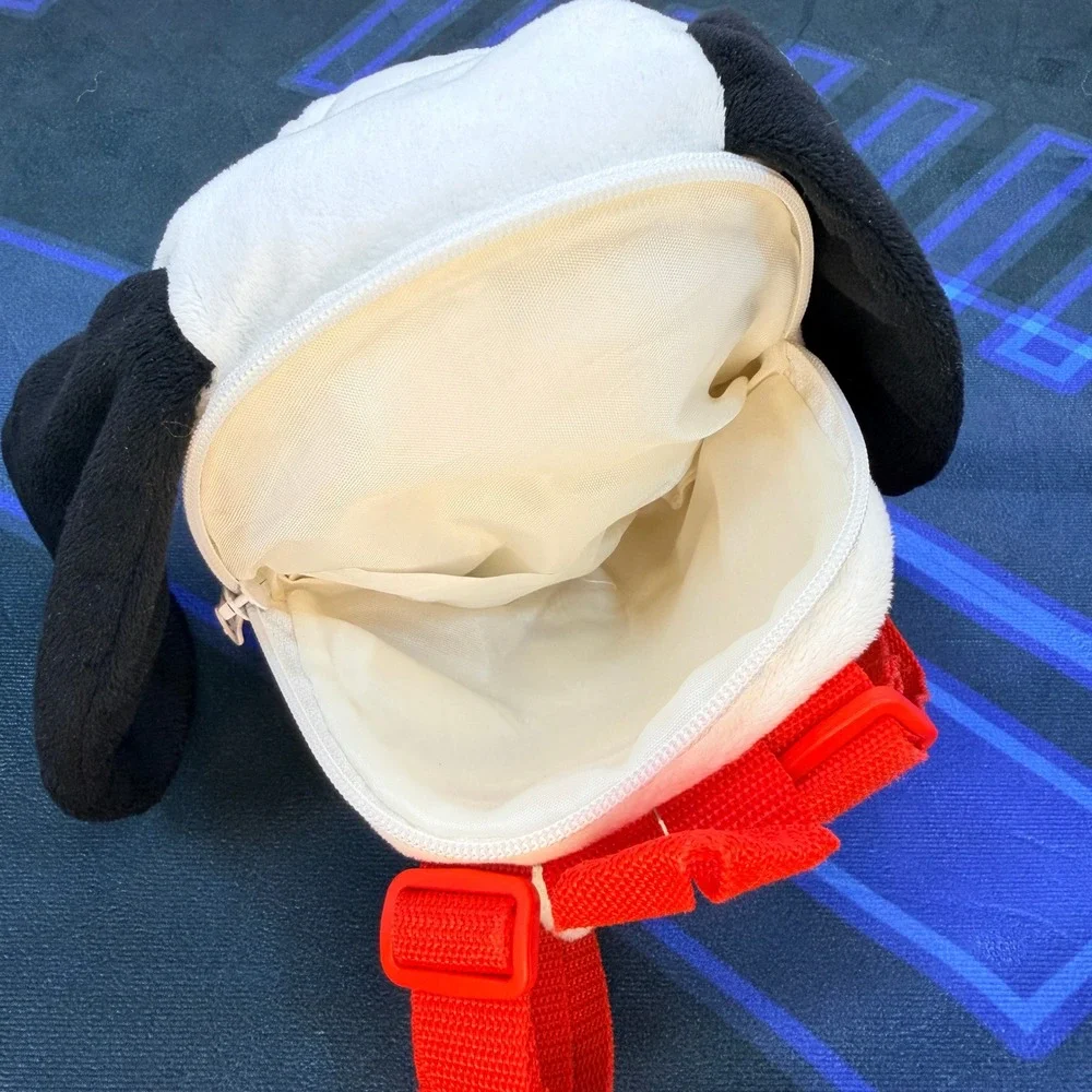 Peanuts Snoopy Plush Backpack Head Shape Red Straps Belt Loops Pouch Bag